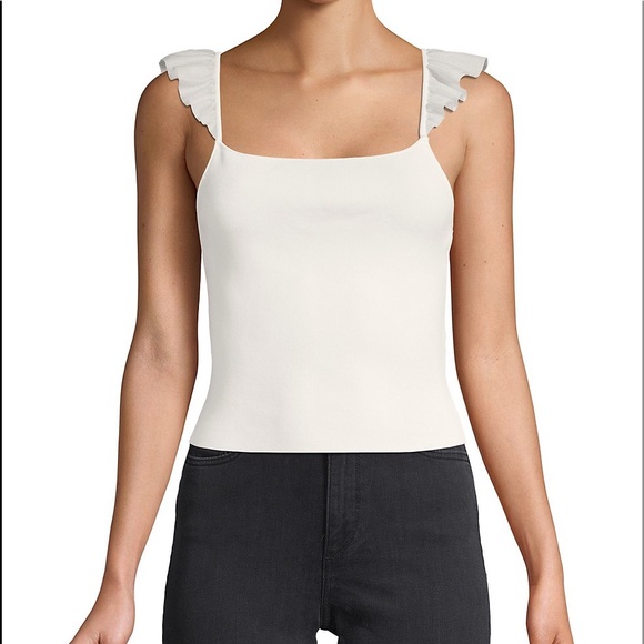 Alice + Olivia Tops - Alice + Olivia Flutter-Sleeve Squareneck Tank